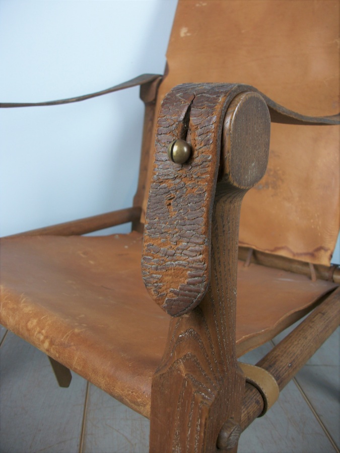 	English Oak Military Roorkhee Campaign Chair